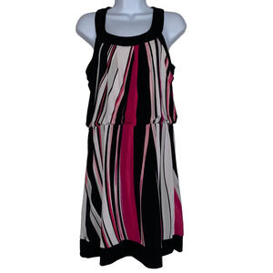 White House Black Market Dress Womens Size Small Black & White Pink Striped
